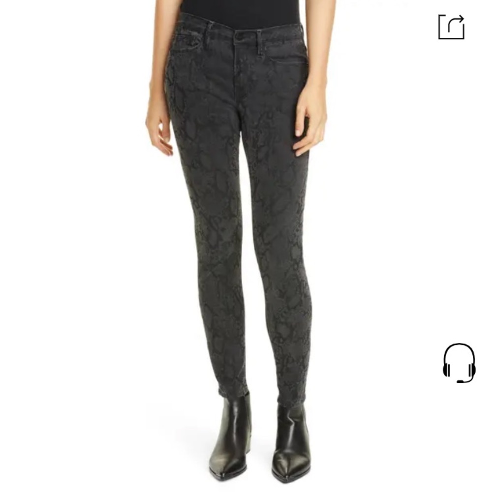 FRAME Le Skinny De Jeanne Snake Print Jeans In Tonal Python Size 27